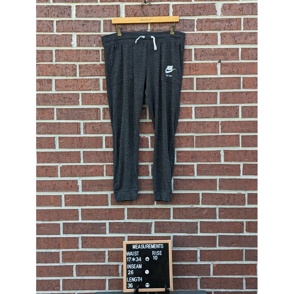 NIKE JUST DO IT Girl’s Heathered Gray Activewear Pants Size L Pockets Drawstring